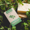 xà phòng bạc hà Green Garden và bao bì - Green Garden's peppermint handmade soap and packaging.