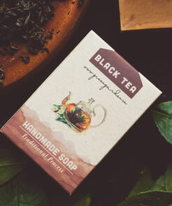 bao bì của xà phòng trà đen Green Garden - packaging of Green Garden black tea handmade soap