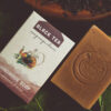 xà phòng trà đen Green Garden và bao bì - Green Garden's black tea handmade soap and packaging.